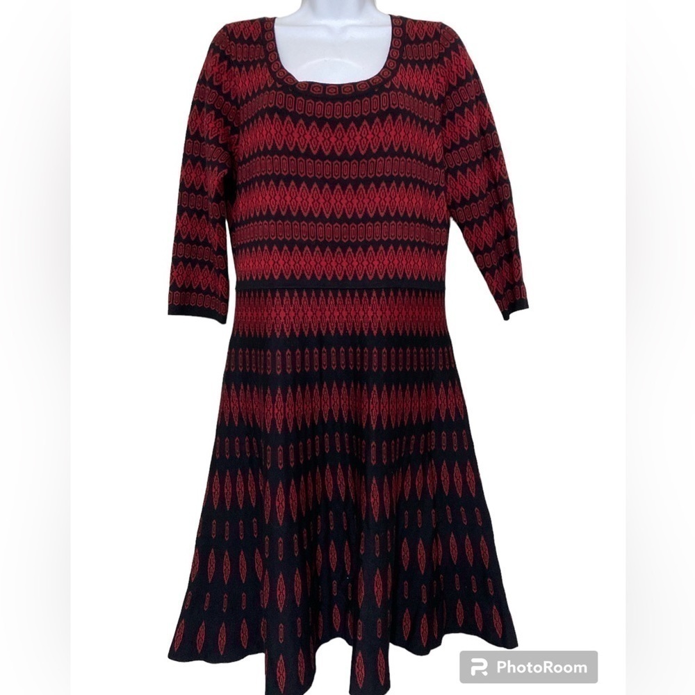 Danny and Nicole sweater knit dress women XL Red fit & flare soft comfy office